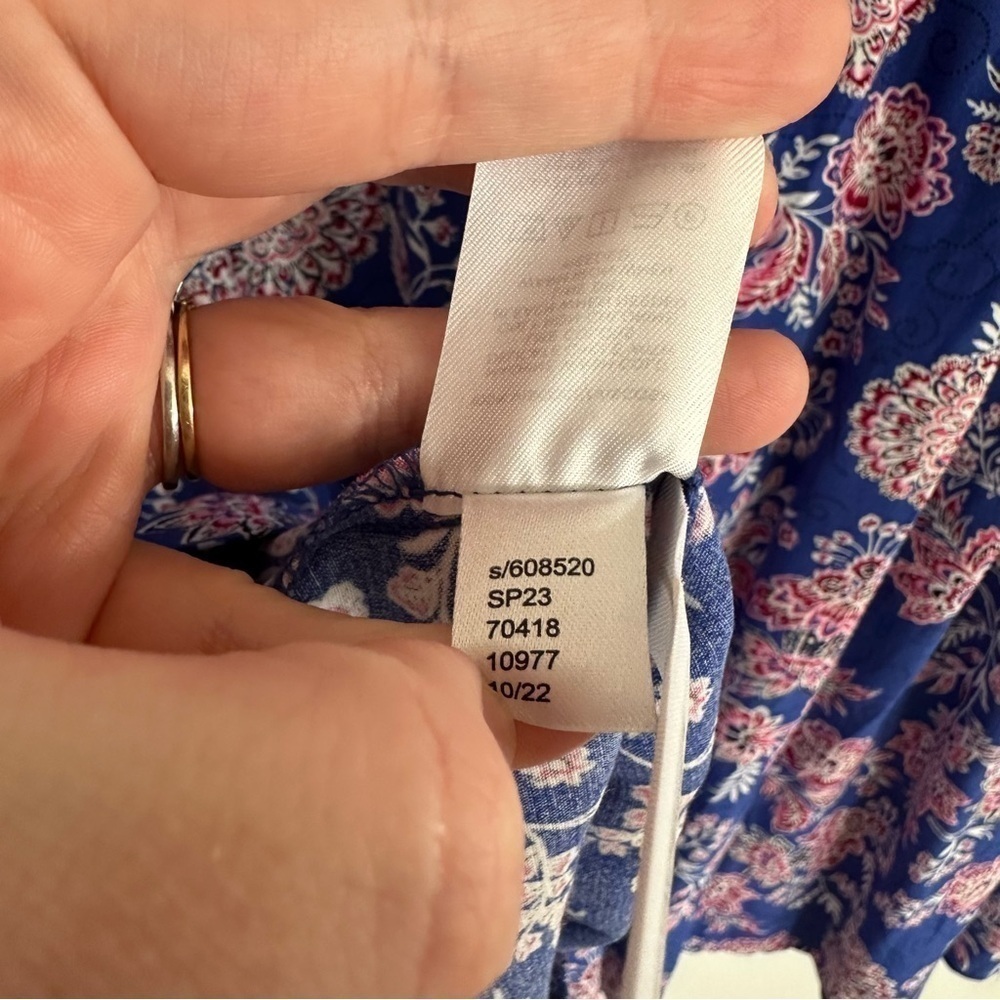 Loft Womens 6 Petite Blue Floral Puff Sleeve Swing Dress - Picture 6 of 9